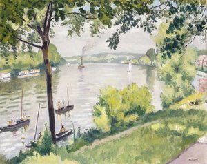 Las orillas de Triel (El Remolcador); Berge a Triel (Le Remorqueur) de Albert Marquet