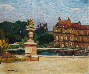 El estanque de Luxemburgo; Le Bassin du Luxembourg, c.1904 (óleo sobre lienzo extendido sobre tabla)