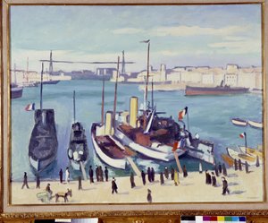 El puerto de Marsella con el puente transbordador (pintura) Siglo XX de Albert Marquet