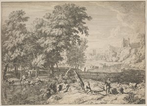Paisaje con bañistas de Albert Meyering