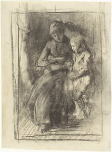 Una madre leyendo con su hija de Albert  Neuhuys