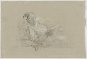 Persona tumbada en la cama de Albert  Neuhuys