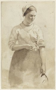 Mujer joven de pie de Albert  Neuhuys
