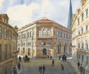 Vista de la Bolsa de Riga, Acuarela de Albert Benois - 1880