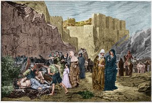 Cruzada Albigense - La ofensa a los prisioneros - Cruzada contra los Albigenses en 1211. La ofensa a los prisioneros grabado después de la pintura de Albert Maignan de Albert Pierre René (after) Maignan