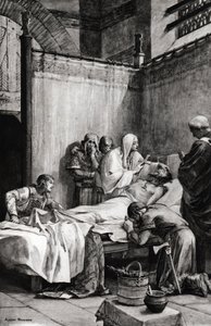 Muerte de Clovis I de los Francos en París el 27 de noviembre de 511 - dibujo de Albert Maignan de Albert Pierre Rene Maignan