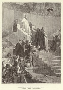 Sciarra Colonna y Guillaume de Nogaret confrontando al Papa Bonifacio VIII en Anagni, Italia de Albert Pierre Rene Maignan