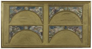 Boceto para el Salón de las Letras del Ayuntamiento de París: las grandes obras literarias (La Chanson de Roland, Le Misanthrope, Eviradnus, Mimi Pinson, Le Cid, Phèdre, Pantagruel, La Cigale), hacia 1890 (óleo sobre tinta negra sobre lienzo). de Albert Pierre Rene Maignan