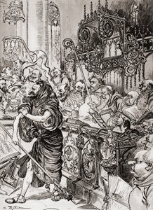 Fray Juan des Entommeures tomó el bastón de la cruz. de Albert Robida