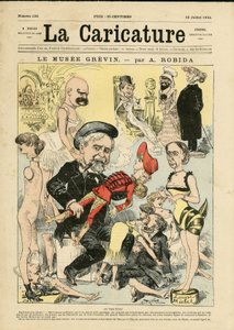 Ilustración de Albert Robida (1848-1926) para la portada de La Caricature (1880) de Albert Robida