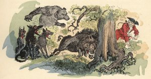 Ilustración de Albert Robida en “Historia y aventuras del Barón de Munchausen”, H. Laurens Ed., finales del siglo XIX de Albert Robida