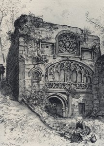 La fuente de las carmelitas en Morlaix - La vieja Francia - Bretaña - texto, dibujos y litografías, por Albert Robida (1848-1926) sin fecha finales del siglo XIX de Albert Robida