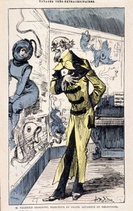 Sr. Valentin Croknuff, director del gran acuario de Melbourne, parodia de Jules Verne, "Viajes muy extraordinarios de Saturnin Farandoul a 5 o 6 partes del mundo y a todos los países conocidos o desconocidos por el Sr. Jules Verne" por Robida, París de Albert Robida