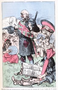 Phileas Fogg y Passepartout después de la vuelta al mundo en 3 años 8 meses y 17 días, parodia de Jules Verne, "Viajes muy extraordinarios de Saturnin Farandoul en 5 o 6 partes del mundo y en todos los países conocidos o desconocidos por el Sr. Jules Verne de Albert Robida