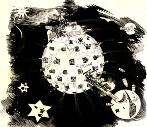 Planeta Tierra en guerra (dibujo)