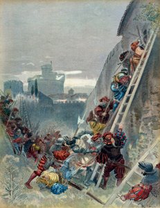 Séptima Guerra Italiana (1526-1529): Muerte de Carlos III de Borbón (1490-1527) en el sitio de Roma el 6 de mayo de 1527 de Albert Robida