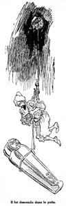 Sindbad el marino (Simbad) - cuento de las mil y una (1001) noches - ilustración de un libro de 1948 (edición Fortin, colección Wonderful Imaging of Childhood) que cuenta sus aventuras - ilustración de Albert Robida (1848 - 1926) - Cuarto viaje: Si