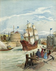 La flota francesa en Le Havre, que se convirtió por decisión de Francisco I de Albert Robida