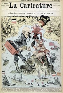 La epidemia de colonización: dibujo anticolonialista por Robida - en "La Caricature" del 31/10/1885