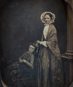 Sin título Una mujer con gorro y chal, con su hijo sentado, c. 1850. Creadores: Albert Sands Southworth, Josiah Johnson Hawes de Albert Sands Southworth, Josiah Johnson Hawes