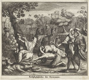 Los teutones adoran a uno de sus dioses Ceremonias de la iglesia de los alemanes (título sobre el objeto) de Albert Schut