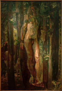 Sebastián atado en el bosque de Albert Weisgerber