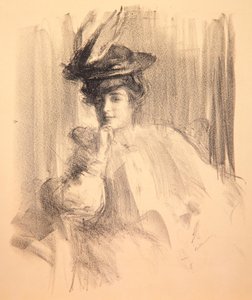 Lili con un sombrero de plumas de Albert de Belleroche
