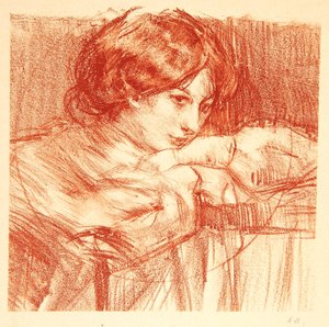 Joven dama apoyada en manos cruzadas, 1902