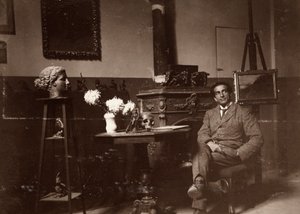 El escultor Mario Pelagatti en su estudio, Florencia, 20/11/1920 de Alberto Fierli