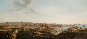 Una de un conjunto de siete vistas de La Valeta, Malta y sus alrededores, c.1753 de Alberto Pullicino
