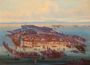 Vista aérea de Venecia, 1867 de Alberto Rieger
