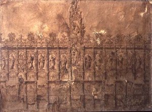 Diseño de la sillería del coro (pluma y tinta sobre papel) de Alberto de or Joaquin de(1674 1724) Churriguera