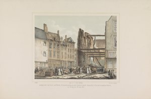Vista de la ruina causada por el incendio de Middelburg. el domingo 28 de junio de 1857. (título sobre el objeto) de Albertus Anthonius Nunnink
