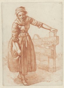 Chica de pie, cerca de una valla de Albertus Brondgeest