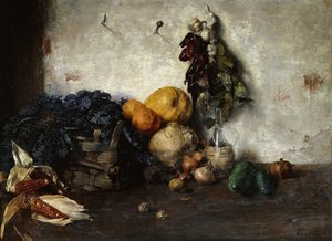 Naturaleza muerta de vegetales junto a una pared, 1890 de Albin Egger Lienz