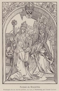 Hrotsvitha de Gandersheim de Albrecht (after) Durer or Duerer