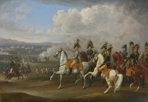 El general von Bellegarde y sus oficiales cbservando una batalla de Albrecht Adam