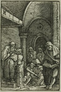 Cristo entre los doctores, de La caída y redención del hombre de Albrecht Altdorfer