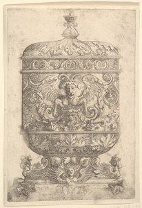 Copa cubierta con grotescos sobre un fondo blanco de Albrecht Altdorfer