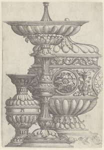 Tres copas decoradas Jarrones, jarras y tinajas (título de la serie) de Albrecht Altdorfer