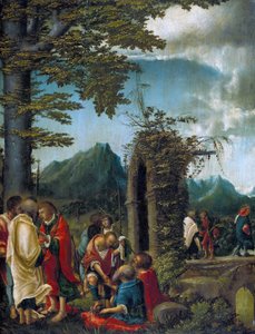 Alemán: Der Abschied der Apostel in waldiger Landschaft Comunión de los Apóstoles / Apóstoles en un paisaje boscoso de Albrecht Altdorfer