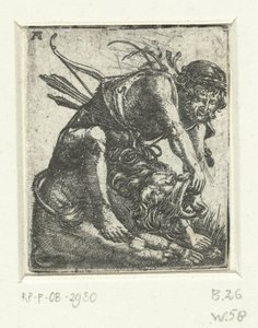 Hércules mata al león de Nemea de Albrecht Altdorfer