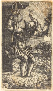 Horacio Cocles saltando al río Tíber de Albrecht Altdorfer