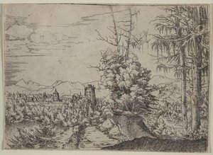 Paisaje con Dos Pinos de Albrecht Altdorfer