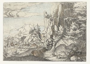 Paisaje con pared de roca oscura