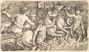 Amantes guiados por Dioses del Mar en Triunfo de Albrecht Altdorfer
