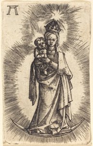 Madonna y el niño de pie con una media luna de Albrecht Altdorfer