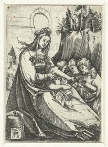 María con el Niño Jesús y dos niños de Albrecht Altdorfer