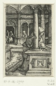 María busca a su hijo en la sinagoga. de Albrecht Altdorfer