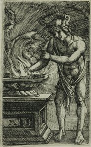 Mucius Scaevola Quemándose la mano de Albrecht Altdorfer